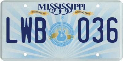 MS license plate LWB036