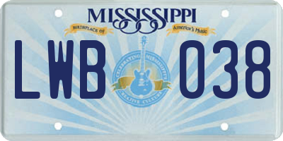 MS license plate LWB038