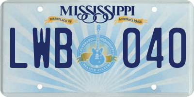 MS license plate LWB040