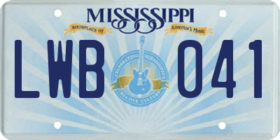 MS license plate LWB041