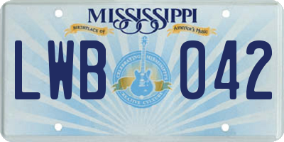 MS license plate LWB042