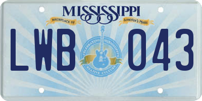MS license plate LWB043