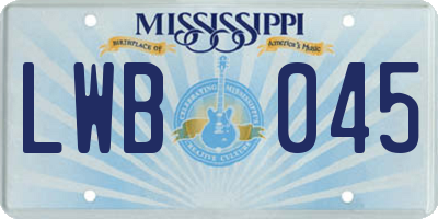 MS license plate LWB045