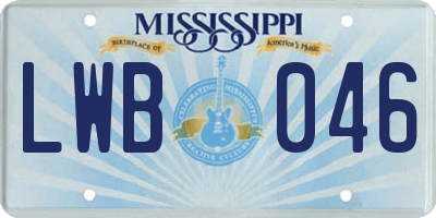 MS license plate LWB046