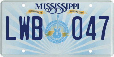 MS license plate LWB047