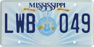 MS license plate LWB049
