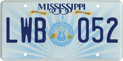 MS license plate LWB052