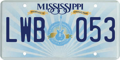 MS license plate LWB053