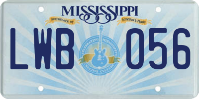 MS license plate LWB056