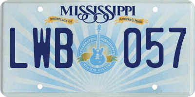 MS license plate LWB057