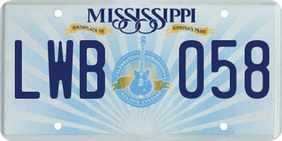 MS license plate LWB058
