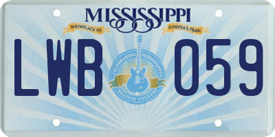 MS license plate LWB059