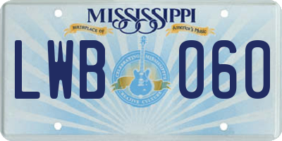 MS license plate LWB060