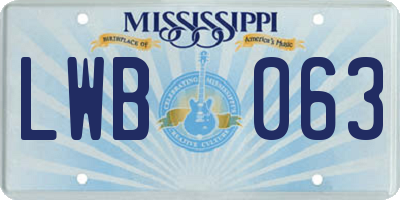 MS license plate LWB063