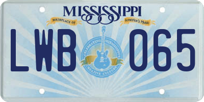 MS license plate LWB065