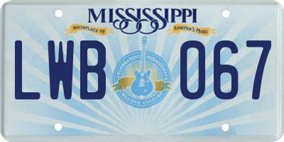 MS license plate LWB067