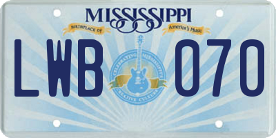 MS license plate LWB070