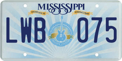 MS license plate LWB075