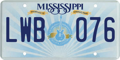 MS license plate LWB076