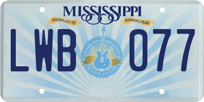 MS license plate LWB077