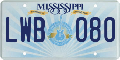 MS license plate LWB080