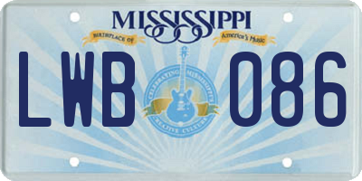 MS license plate LWB086