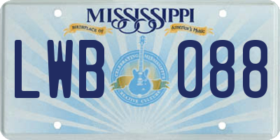 MS license plate LWB088