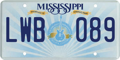 MS license plate LWB089
