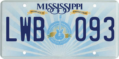 MS license plate LWB093