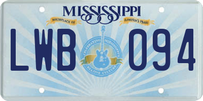 MS license plate LWB094