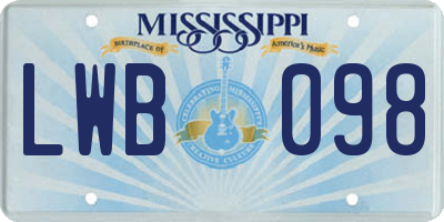 MS license plate LWB098
