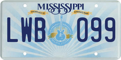 MS license plate LWB099
