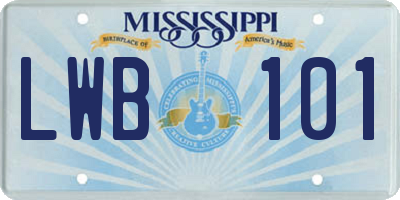 MS license plate LWB101