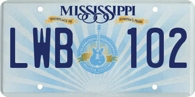 MS license plate LWB102