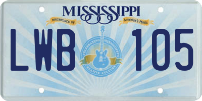 MS license plate LWB105