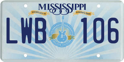 MS license plate LWB106