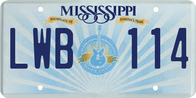 MS license plate LWB114