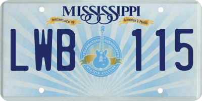 MS license plate LWB115