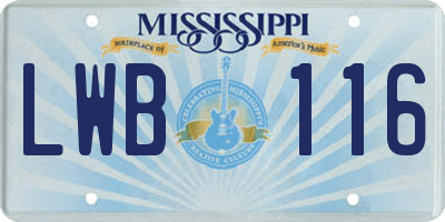 MS license plate LWB116