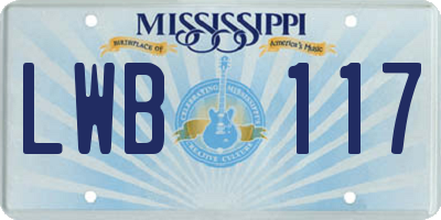 MS license plate LWB117