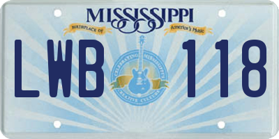 MS license plate LWB118