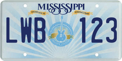 MS license plate LWB123