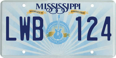 MS license plate LWB124