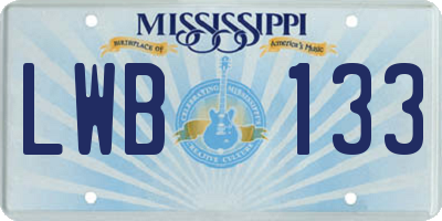 MS license plate LWB133