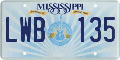 MS license plate LWB135