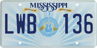 MS license plate LWB136