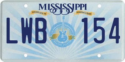 MS license plate LWB154