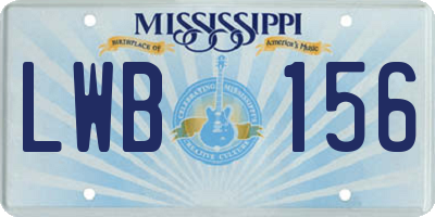 MS license plate LWB156