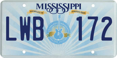 MS license plate LWB172