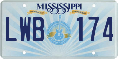 MS license plate LWB174